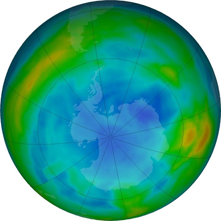 Antarctic ozone map for 22 June 2023